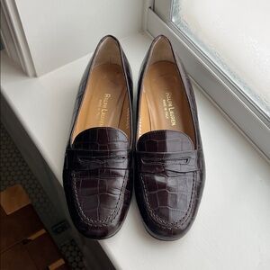 Ralph Lauren Collection Croc-Embossed Loafers 4.5